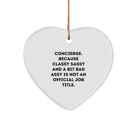 Sassy Concierge Christmas Ornament Gift for Friends – Novelty White - Image 1