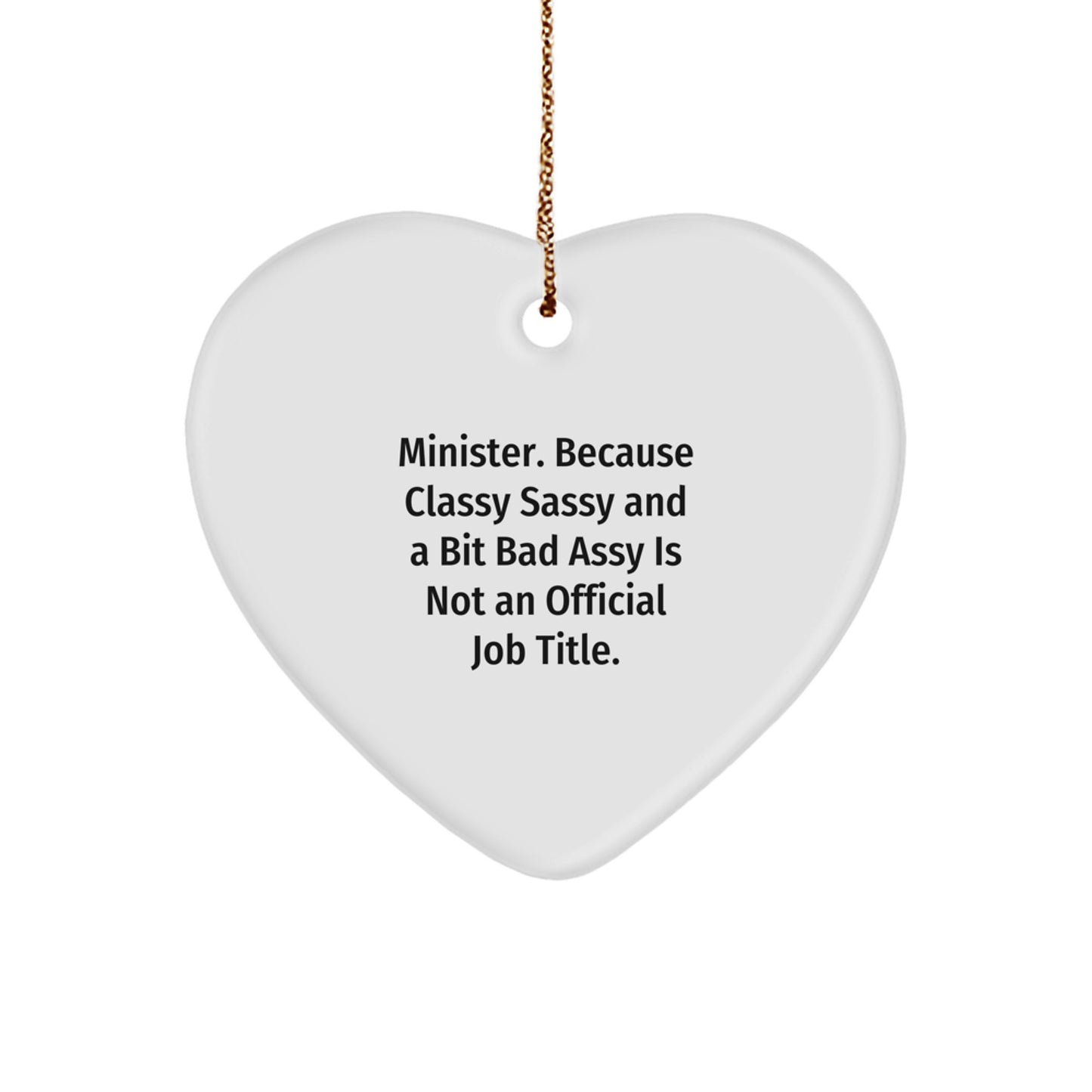 Funny Minister Heart Ornament, Gifts for Ministers from Friends, Unique Christmas Unique Gifts for Pastor - Image 1