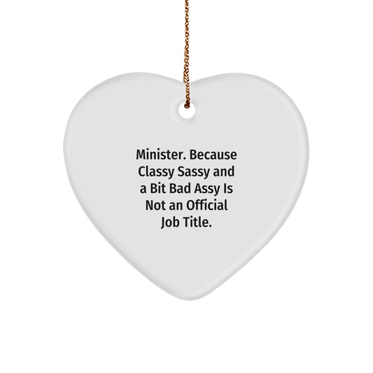 Funny Minister Heart Ornament, Gifts for Ministers from Friends, Unique Christmas Unique Gifts for Pastor - Image 1