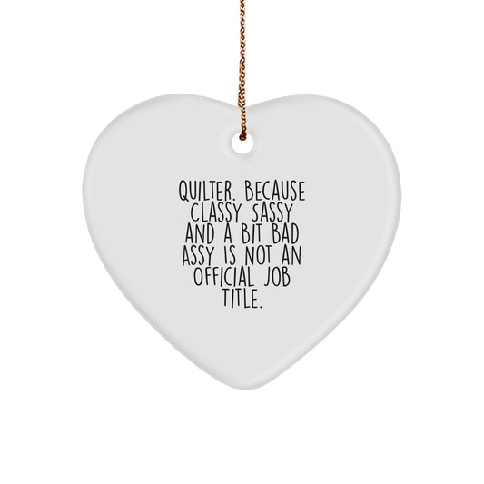 Christmas Gift for Her Quilter Heart Ornament Present Bright Glow - Image 1