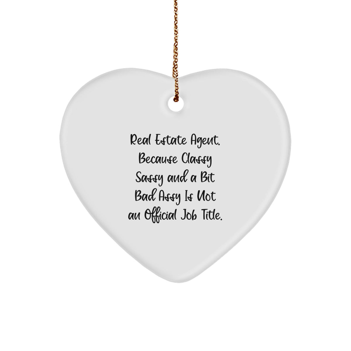 White Heart Real Estate Agent Christmas Ornament for Coworkers Gift Idea - Image 1