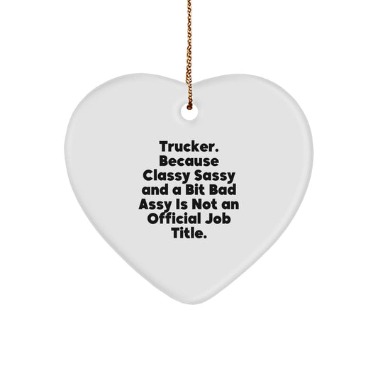 Christmas Gift Trucker Heart Ornament for Her Bold Present - Image 1