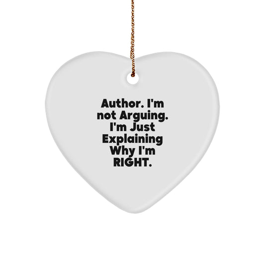 Funny Author Quotes Heart Ornament Gifts for Author Friends, Unique Christmas Unique Gifts from Men, Women, Friends, Coworkers, Family - Image 1