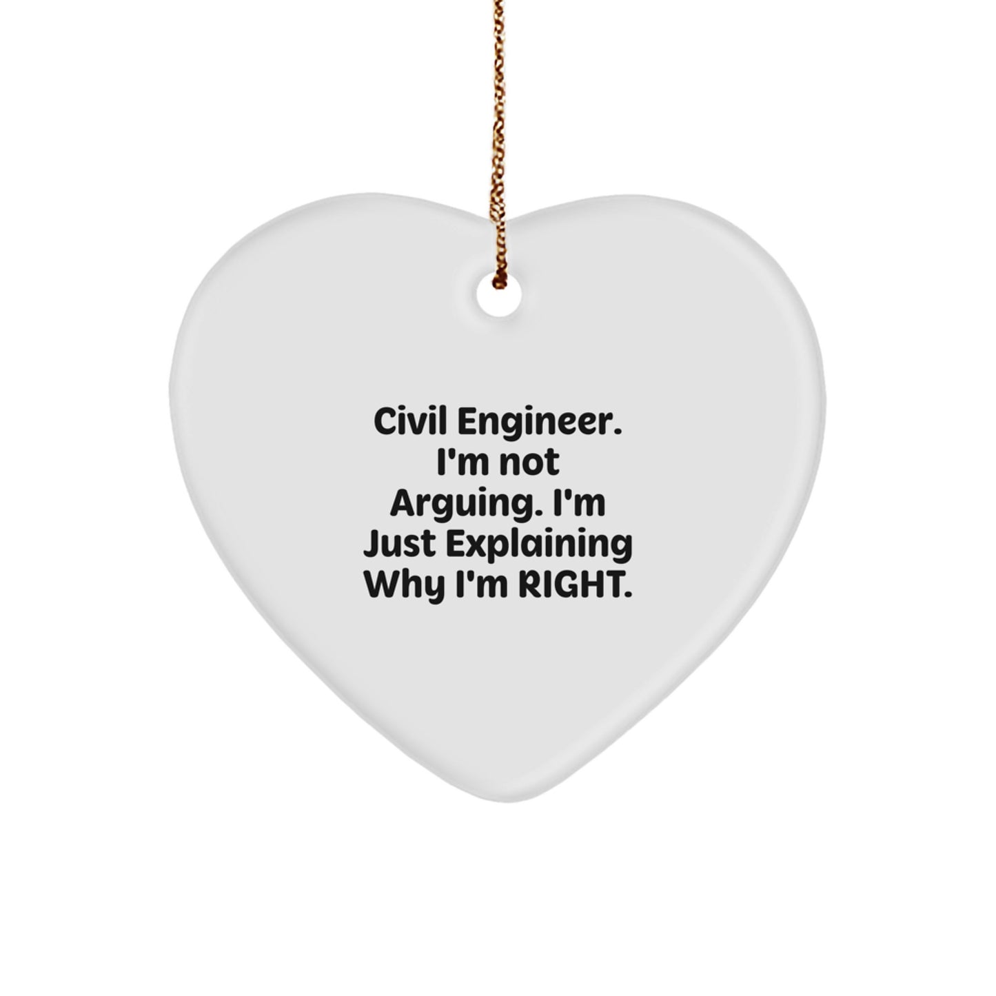 Civil Engineer Gifts from Friends and Family - Funny Heart Ornament for Civil Engineers, Christmas Unique Presents - Image 1