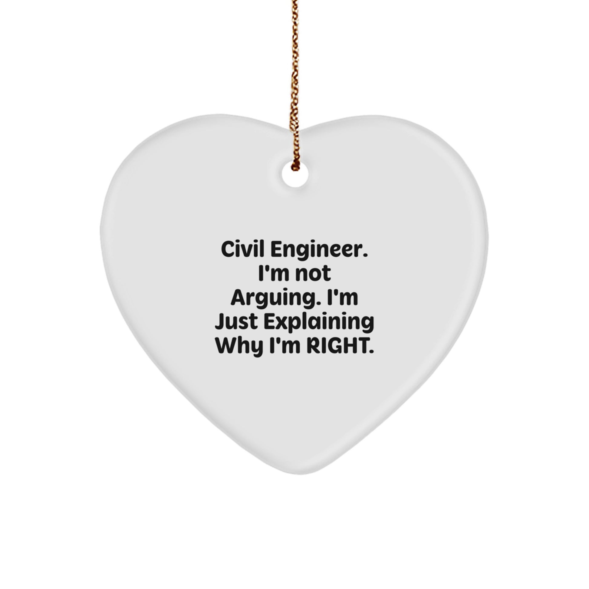 Civil Engineer Gifts from Friends and Family - Funny Heart Ornament for Civil Engineers, Christmas Unique Presents - Image 1