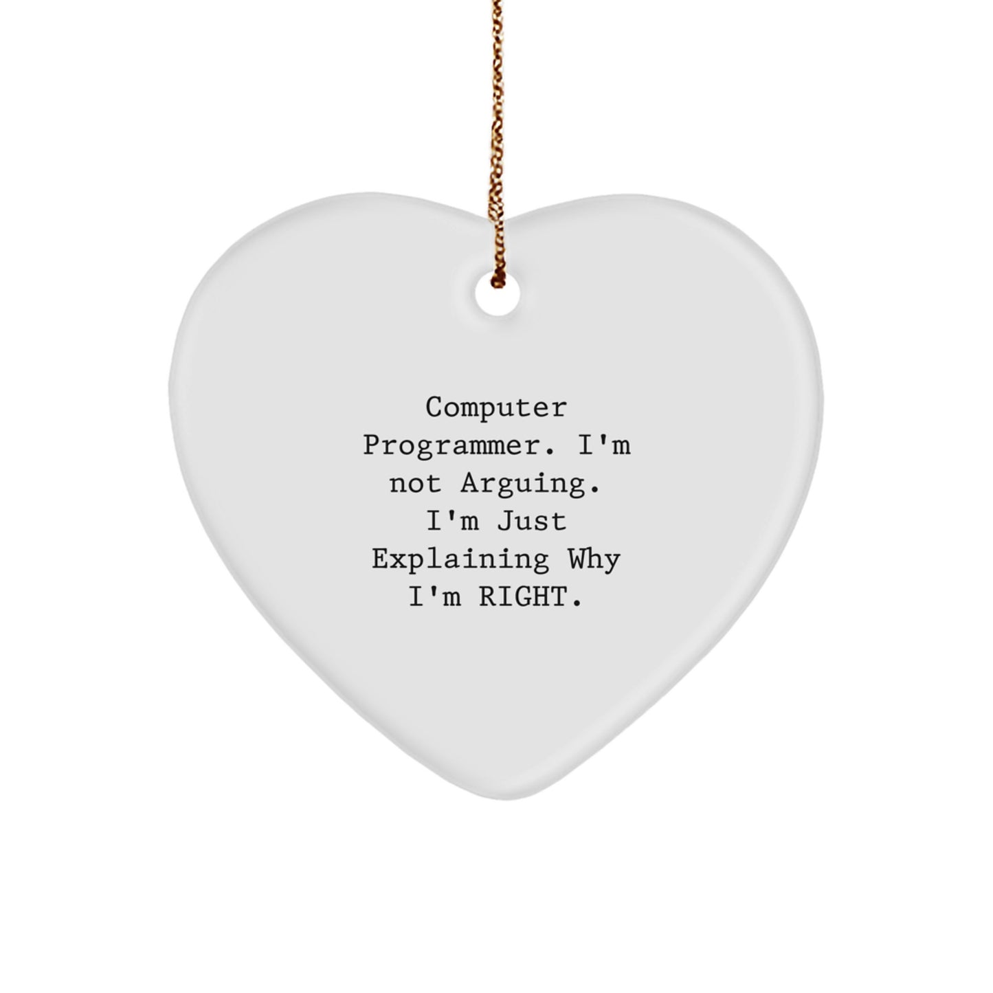 Computer Programmer Heart Ornament Funny Quote Gifts for Men from Family at Christmas Time - Image 1