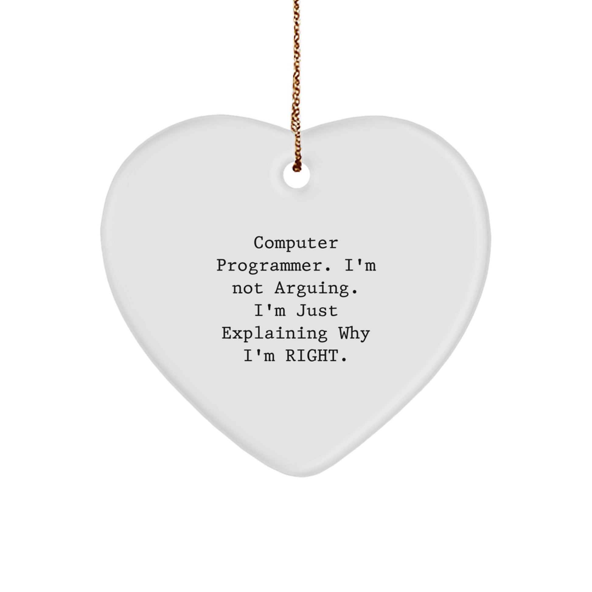 Computer Programmer Heart Ornament Funny Quote Gifts for Men from Family at Christmas Time - Image 1