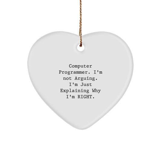 Computer Programmer Heart Ornament Funny Quote Gifts for Men from Family at Christmas Time - Image 1