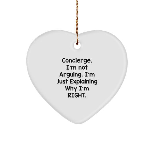 Concierge Gifts from Men for Women, Funny Heart Ornament with Christmas Quotes, Gift Ideas for Concierge, Friends, Family, and Coworkers - Image 1