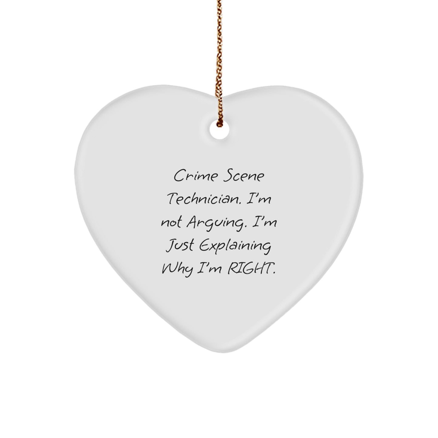 Funny Crime Scene Technician Heart Ornament, Gifts for Crime Scene Technicians from Friends, Unique Christmas Unique Gifts for Men and Women - Image 1