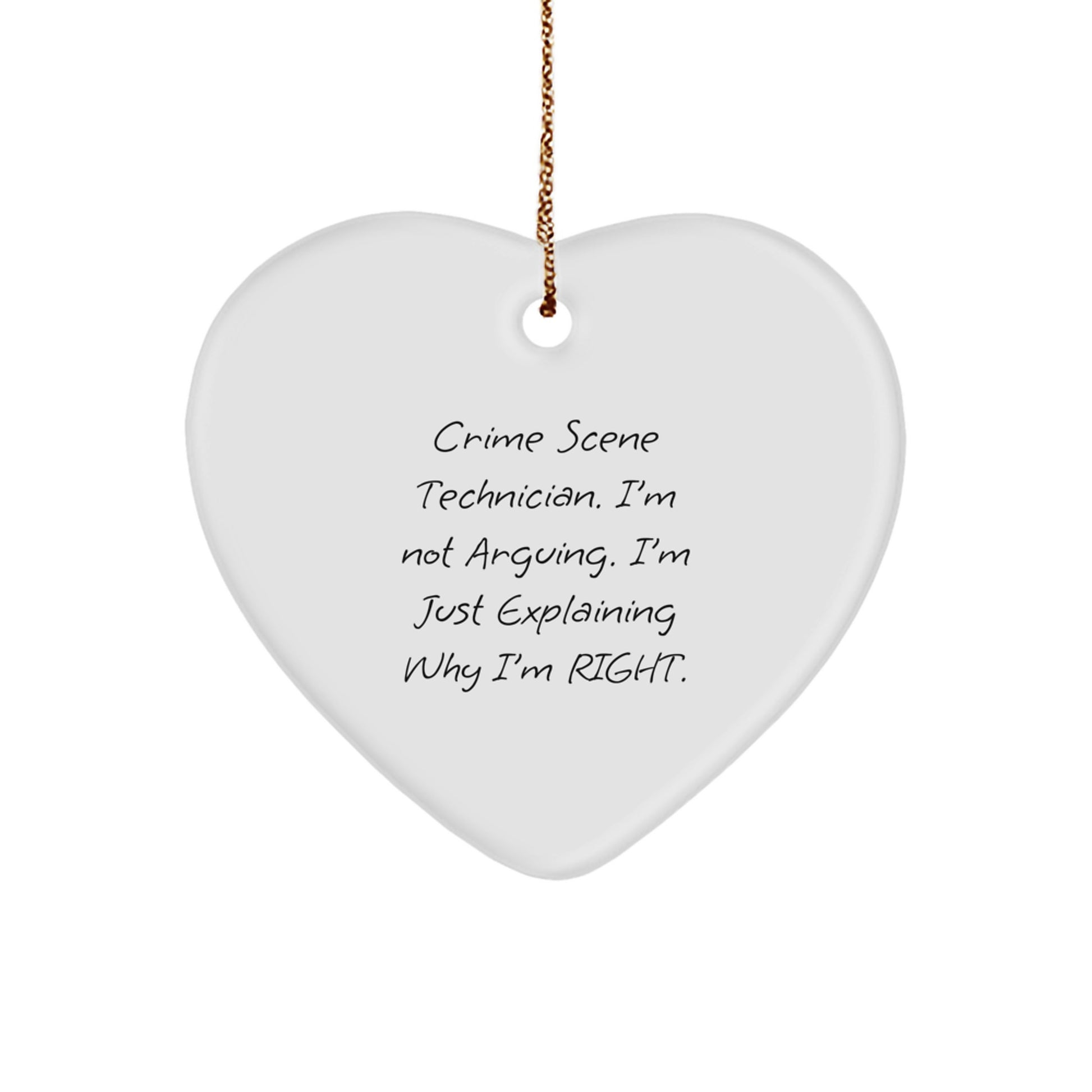 Funny Crime Scene Technician Heart Ornament, Gifts for Crime Scene Technicians from Friends, Unique Christmas Unique Gifts for Men and Women - Image 1