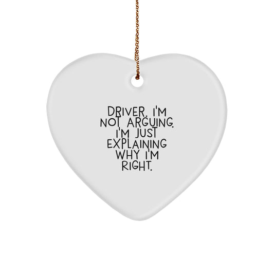 Funny Driver Gifts from Friends - Driver Heart Ornament, Christmas Unique Ideas for Driver, Heart Shaped Ornament - Image 1