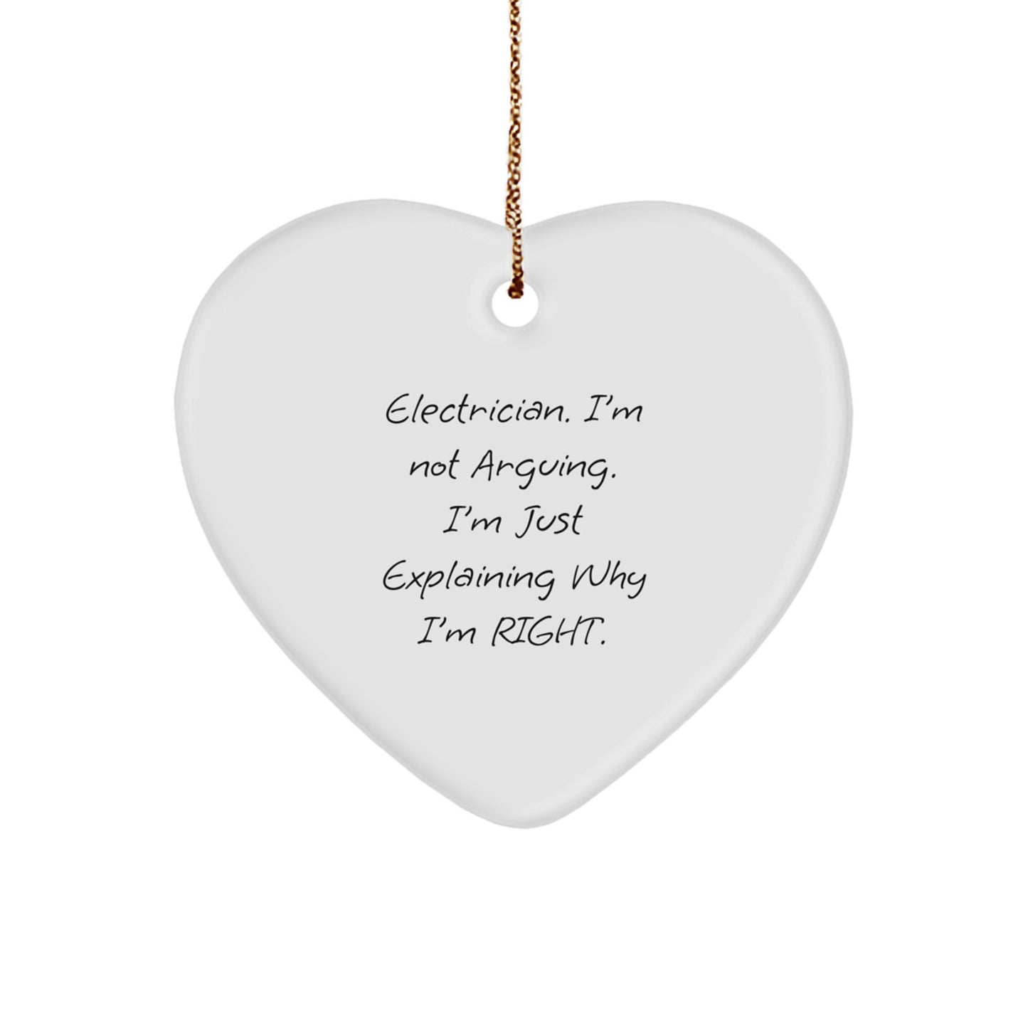 Funny Electrician Heart Ornament Gifts from Friends to Electricians, Christmas Unique Decorations, Heart Shaped Electrician Humor - Image 1