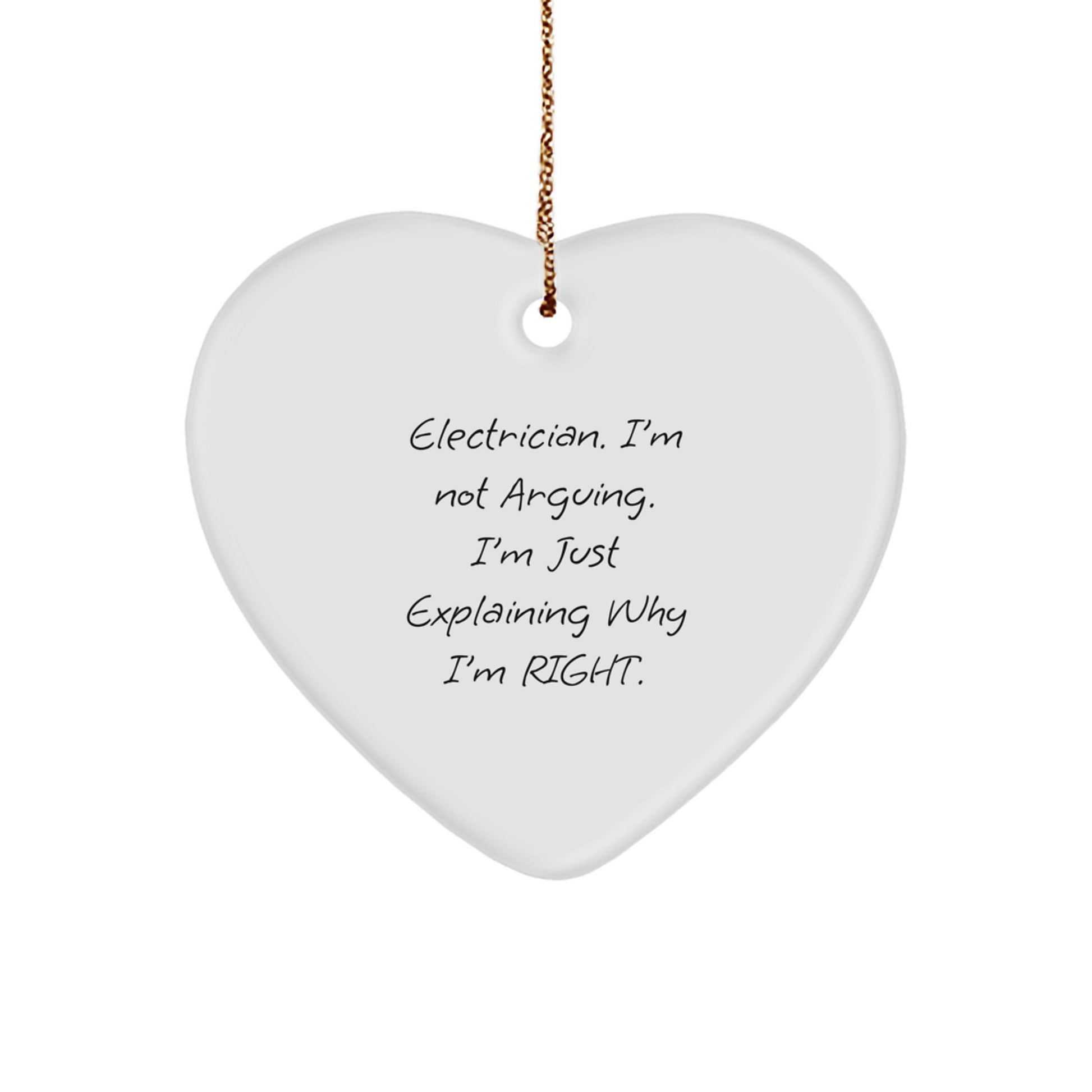 Funny Electrician Heart Ornament Gifts from Friends to Electricians, Christmas Unique Decorations, Heart Shaped Electrician Humor - Image 1