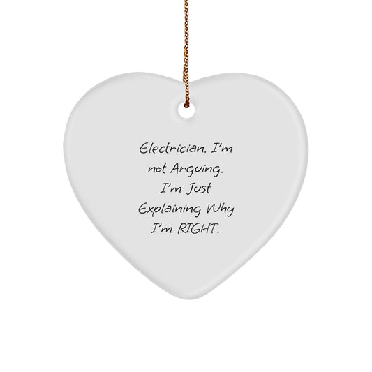 Funny Electrician Heart Ornament Gifts from Friends to Electricians, Christmas Unique Decorations, Heart Shaped Electrician Humor - Image 1