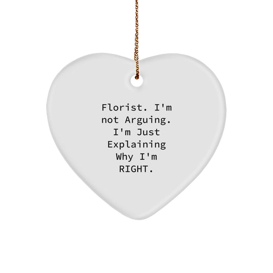 Funny Florist Gifts from Men for Florist - Heart Ornament, Cute Christmas Unique Gifts - Image 1