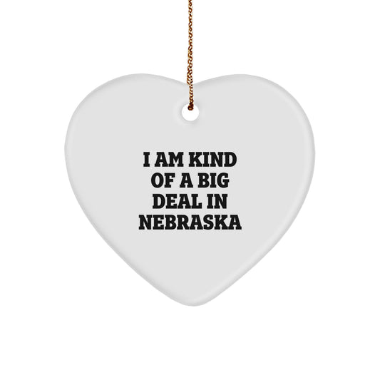 Nebraska Keepsake Heart Christmas Ornament for Him Gift White Love Tree - Image 1