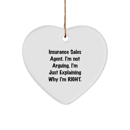 Insurance Sales Agent Gifts Funny Quote Heart Ornament Christmas Unique Gifts from Friends - Image 1