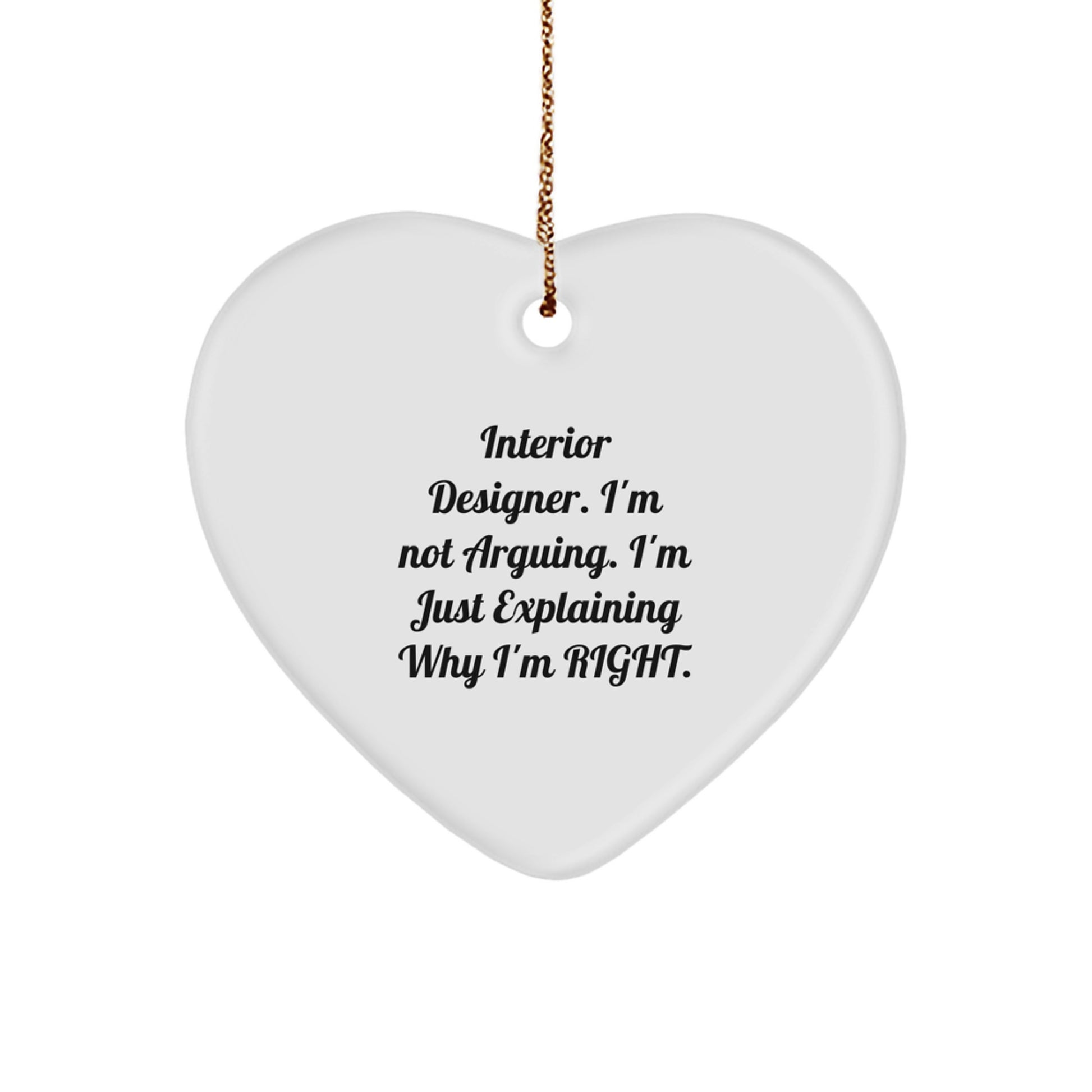 Funny Interior Designer Gifts for Women, Heart Ornament with Inspirational Quote, Gifts from Family to Interior Designer, Interior Designer Christmas Unique Gifts - Image 1