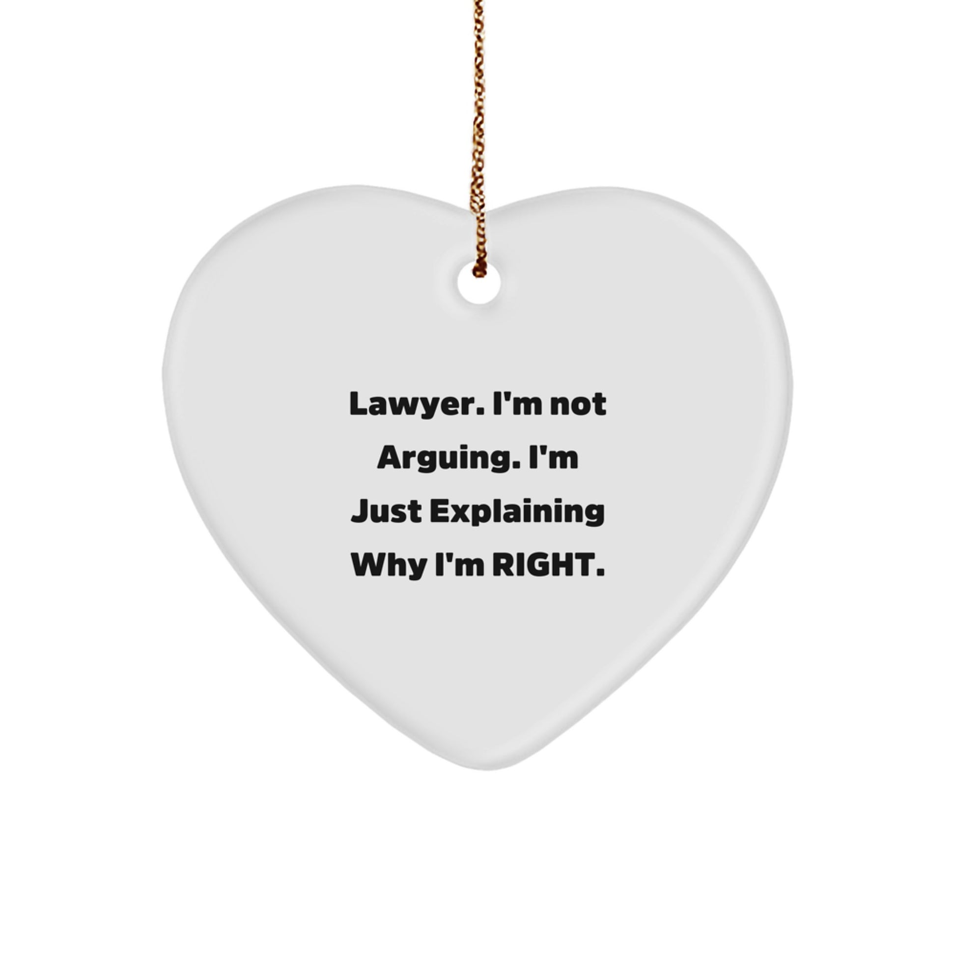 Funny Lawyer Gifts from Friends Heart Ornament Explaining Why I'm Right - Cute Christmas Lawyer Decorations - Image 1