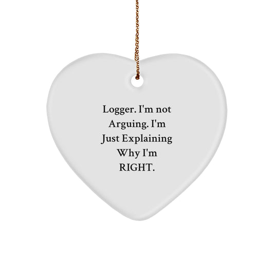 Funny Logger Heart Ornament Gifts from Men or Women for Logger Friends and Family Christmas Unique Presents - Image 1