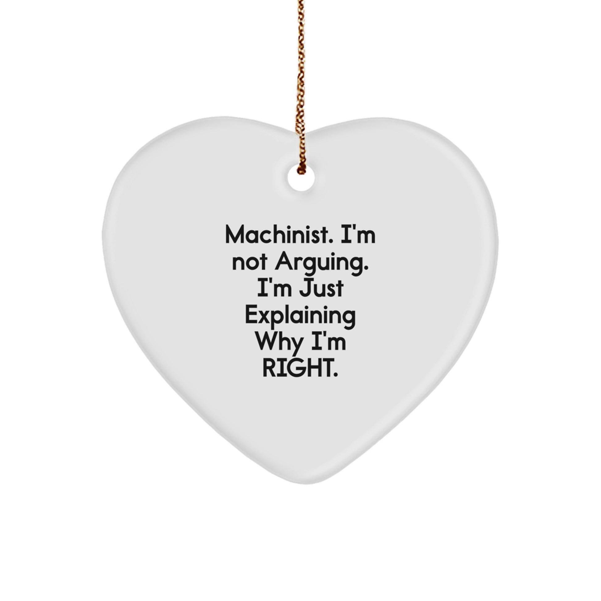 Machinist Gifts from Men, Funny Heart Ornament for Christmas Unique Gifts, Gifts for Machinist, Machinist Heart Ornament - Image 1