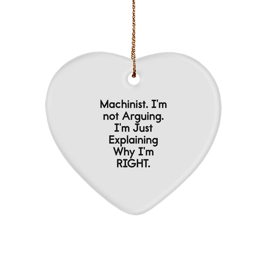 Machinist Gifts from Men, Funny Heart Ornament for Christmas Unique Gifts, Gifts for Machinist, Machinist Heart Ornament - Image 1