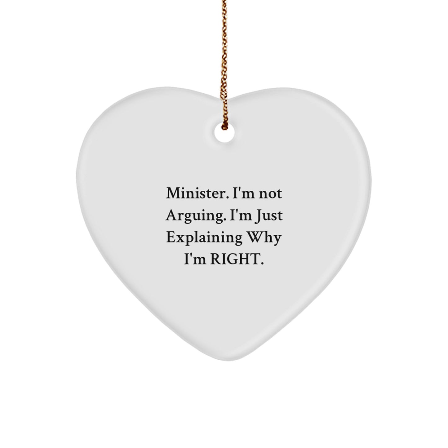Funny Minister Gifts, Heart Ornament Quote, Gifts from Friends, Christmas Unique Gifts for Minister - Image 1