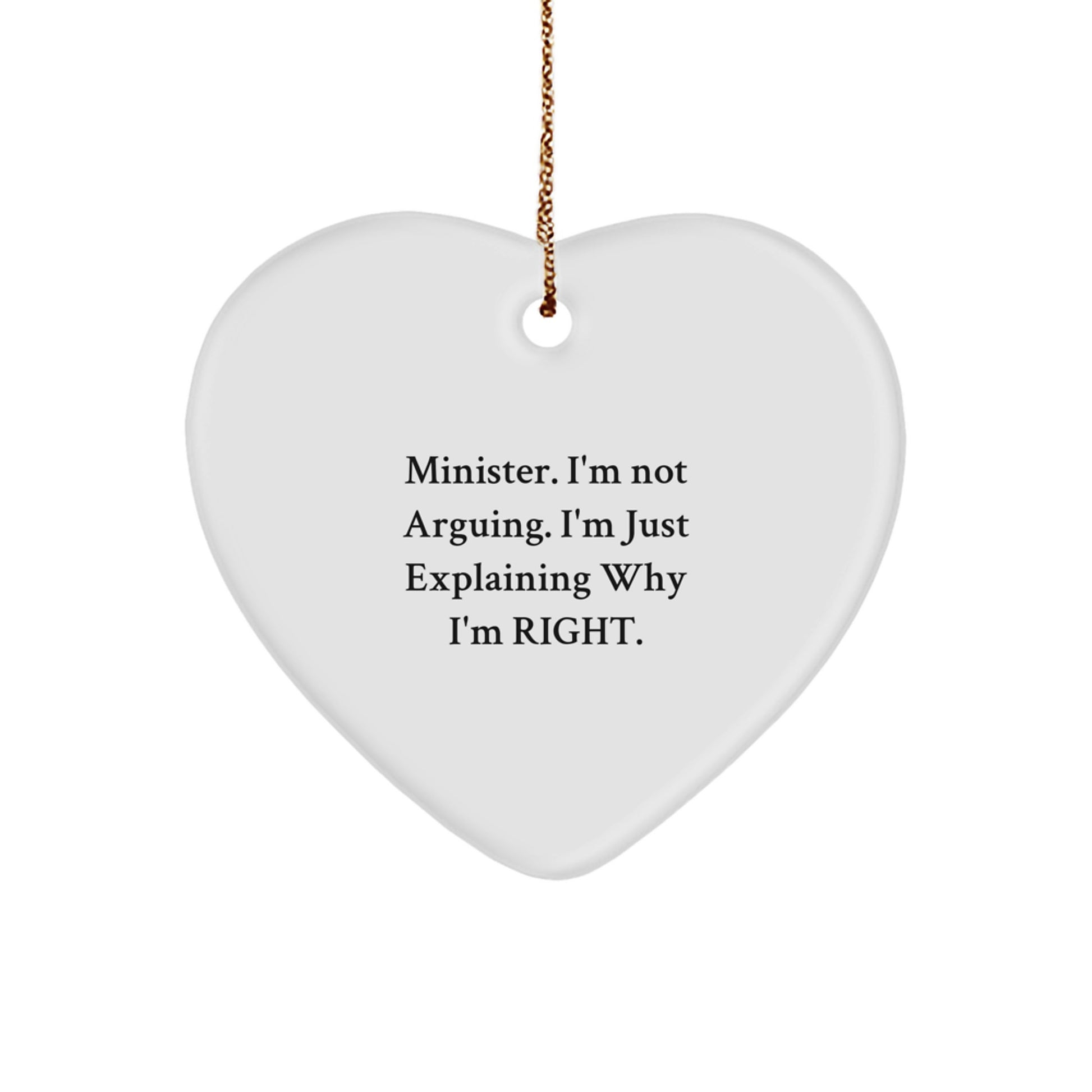 Funny Minister Gifts, Heart Ornament Quote, Gifts from Friends, Christmas Unique Gifts for Minister - Image 1