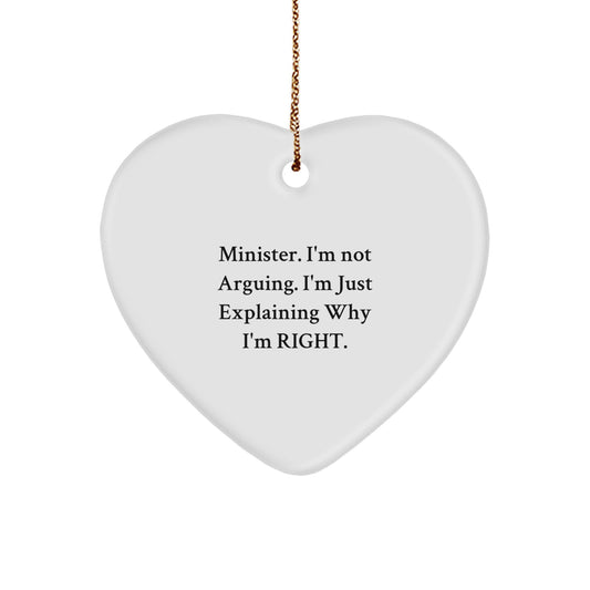Funny Minister Gifts, Heart Ornament Quote, Gifts from Friends, Christmas Unique Gifts for Minister - Image 1