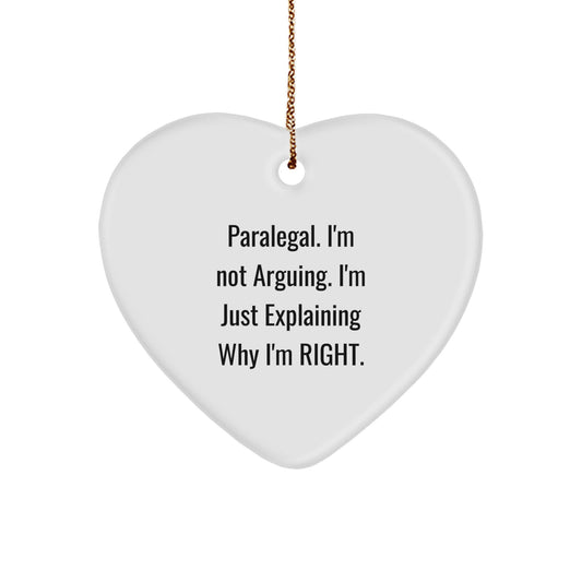 Funny Paralegal Gifts from Friends, Heart Ornament for Paralegal Women, Paralegal Christmas Unique Gifts - Image 1