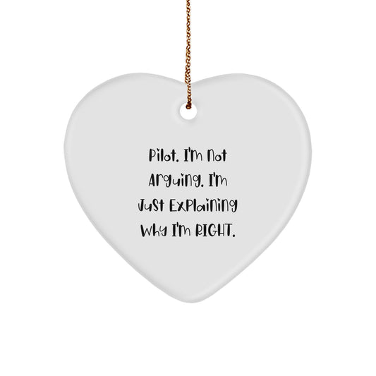 Pilot Keepsake Christmas Heart Ornament for Him Holiday Tree Gift - Image 1