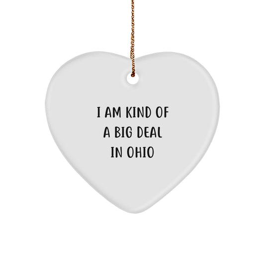 Ohio Heart Ornament Funny Quote Gifts from Friends for Ohio Residents, I Am Kind Of A Prime Selection In Ohio, Christmas Unique Gifts - Image 1