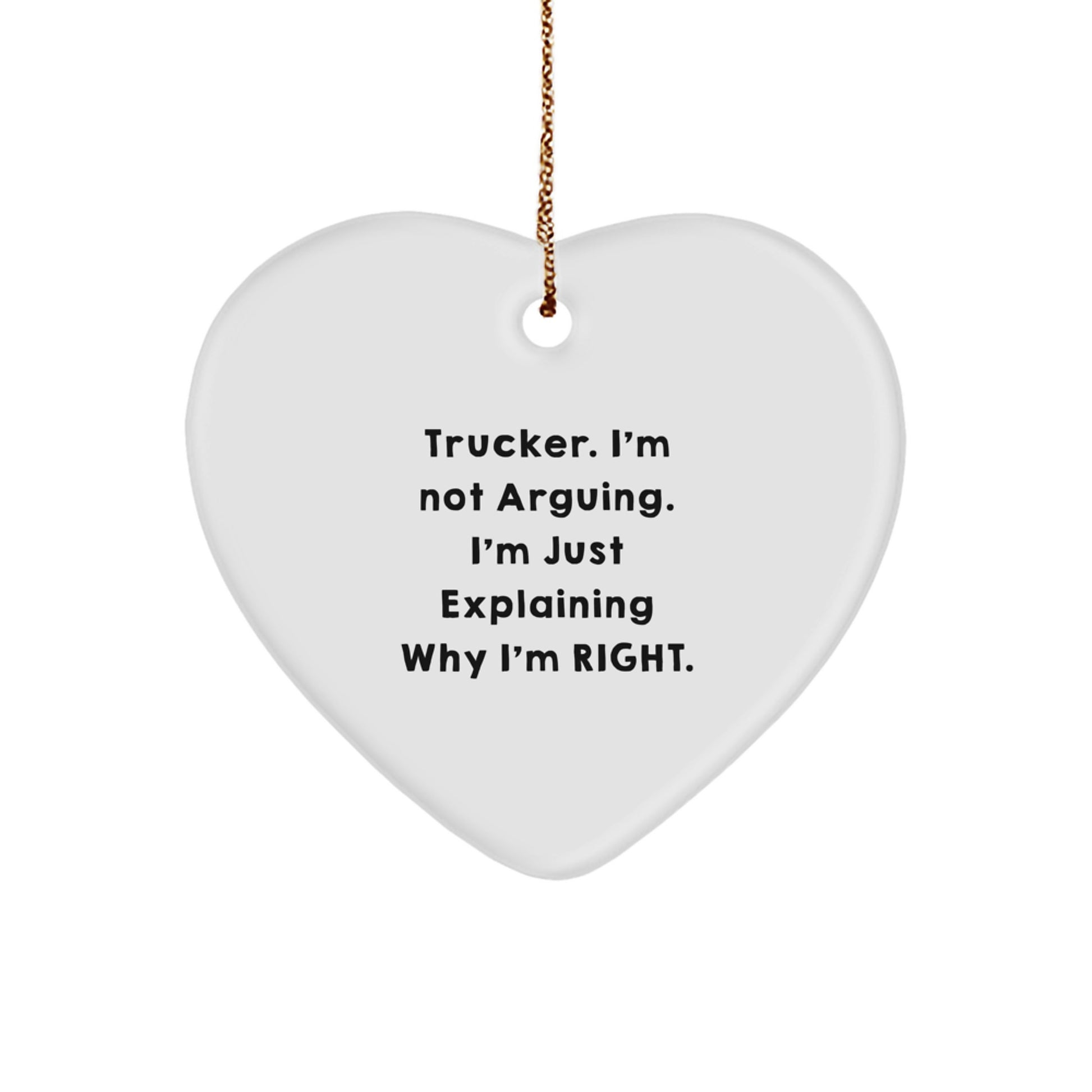 Funny Trucker Gifts from Friends - Heart Ornament for Christmas Unique Gifts for Trucker Men - Image 1