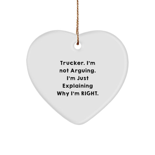 Funny Trucker Gifts from Friends - Heart Ornament for Christmas Unique Gifts for Trucker Men - Image 1