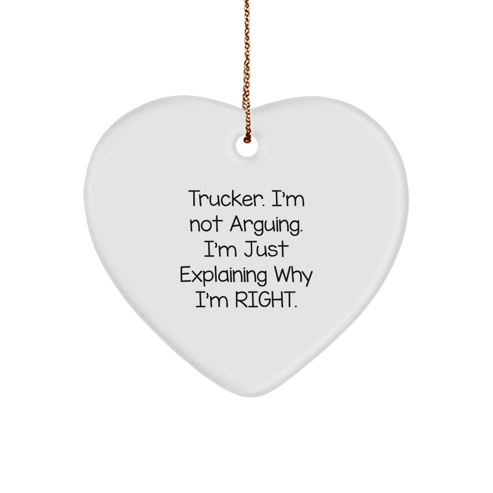 Trucker Funny Quote Heart Ornament Gifts from Men for Trucker Christmas Unique Finds - Image 1