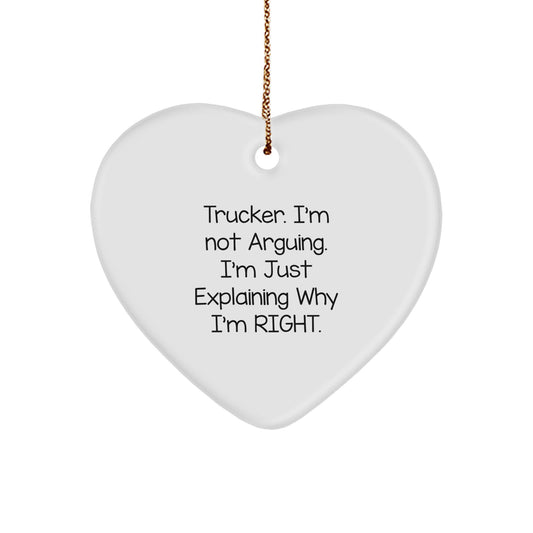 Trucker Funny Quote Heart Ornament Gifts from Men for Trucker Christmas Unique Finds - Image 1