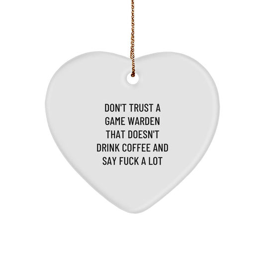 Funny Game Warden Gifts from Family, Heart Ornament for Game Wardens, Christmas Unique Gifts for Men - Image 1