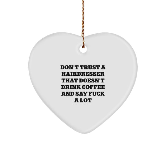 Christmas Unique Gift for Her Hairdresser Heart Ornament with Coffee Quote - Image 1