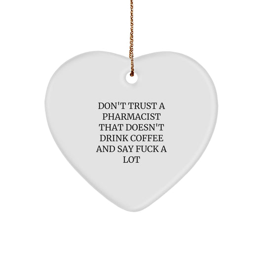 Funny Pharmacist Gifts - Coffee Loving Pharmacist Heart Ornament, Gifts from Friends, Family, or Coworkers to Pharmacist, Christmas Unique Decorations - Image 1