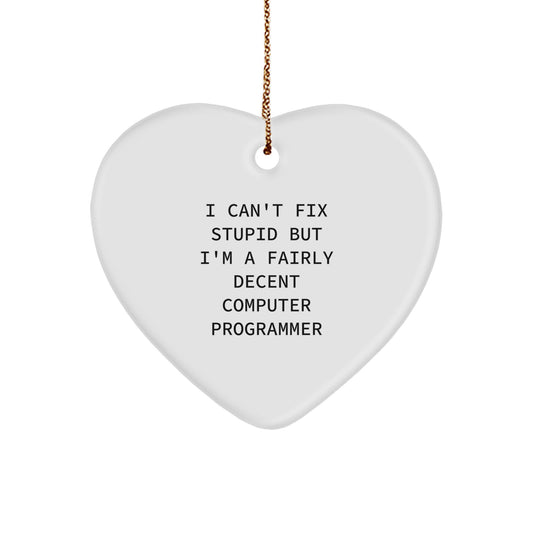 Funny Gifts from Men to Computer Programmer Friends, Heart Ornament for Christmas Unique Gifts Ideas - Image 1