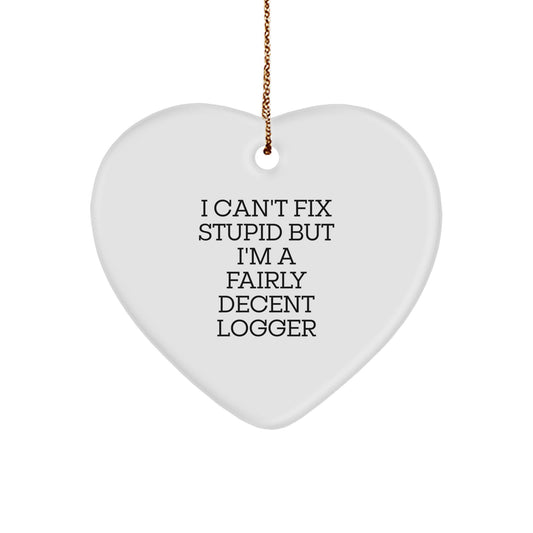 Funny Logger Heart Ornament Gifts from Men to Family and Friends for Christmas - Image 1