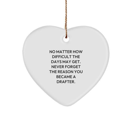 Funny Drafter Gifts from Men to Friends - Cute Heart Ornament for Christmas Decorations with Inspirational Quote - Image 1