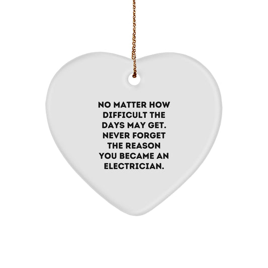 Funny Electrician Gifts for Men, Heart Ornament with Inspirational Quote, Gifts from Friends to Colleagues at Christmas Unique Gifts - Image 1