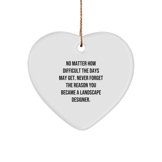 Inspirational Gifts from Friends for Landscape Designer Heart Ornament with Funny Quote, Christmas Unique Decorations - Image 1