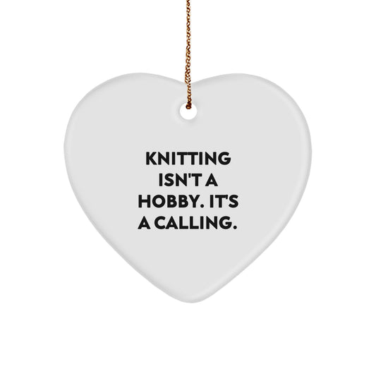 Knitting Gifts for Women, Funny Knitting Heart Ornament, Christmas Unique Gifts from Friends, Heart Shaped Ornament for Knitting Lovers - Image 1