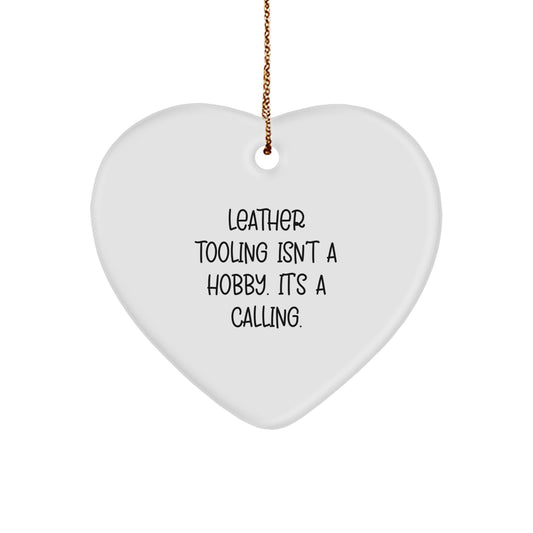 Leather Tooling Gifts for Family, Friends, and Coworkers - Funny Heart Ornament for Christmas Unique Presents - Image 1