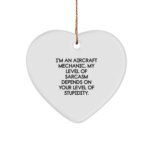 Aircraft Mechanic Christmas Unique Gifts from Friends - Funny Heart Ornament - Funny Gift for Men, Women, Friends, Family - Image 1