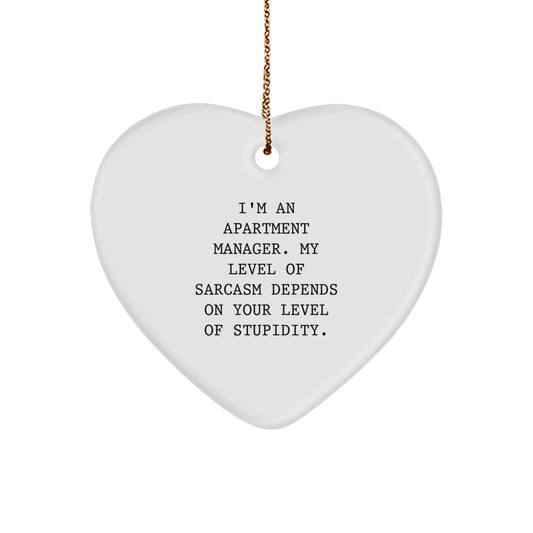 Funny Apartment Manager Gifts, Heart Ornament with Sarcasm Quote, Gifts from Friends to Apartment Manager for Christmas - Image 1