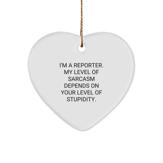 Christmas Unique Gift Reporter Heart Ornament for Her Sarcasm Present - Image 1